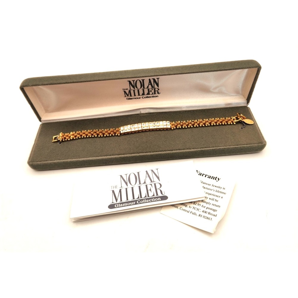 Nolan Miller Imperial Glamour Bracelet COA Rhinestones Gold Tone New in Box